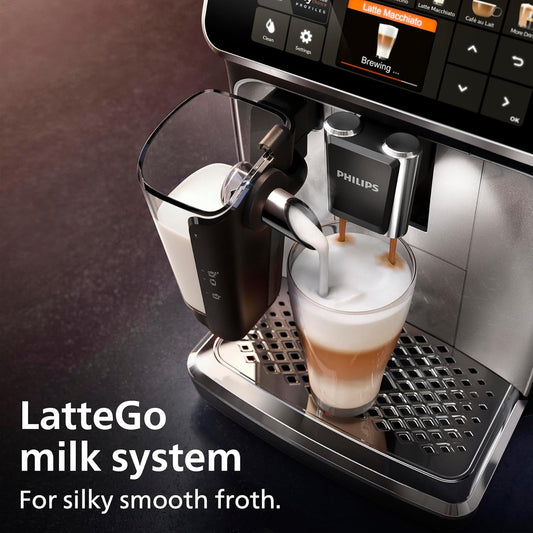 5400 Series Bean to Cup Coffee Machine EP5446/70–12 Coffee Varieties,LatteGo Milk Frother,Fastest-to-Clean,Ceramic Grinder,Fully Automatic Espresso & Cappuccino maker – Black