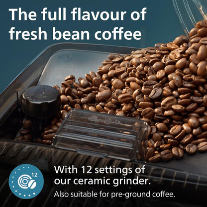 5400 Series Bean to Cup Coffee Machine EP5446/70–12 Coffee Varieties,LatteGo Milk Frother,Fastest-to-Clean,Ceramic Grinder,Fully Automatic Espresso & Cappuccino maker – Black